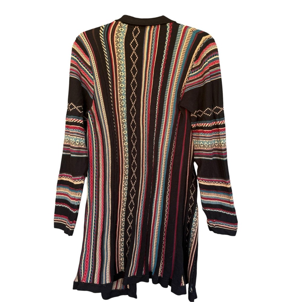 Orvis Cardigan Sweater Womens Large Multicolor Boho Striped Open Front Knit - Picture 2 of 8